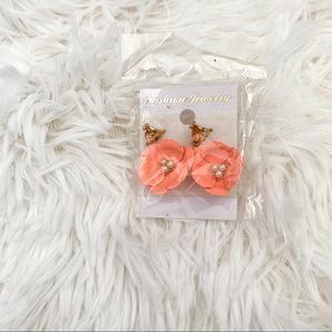 ORANGE 3D FLOWER EARINGS